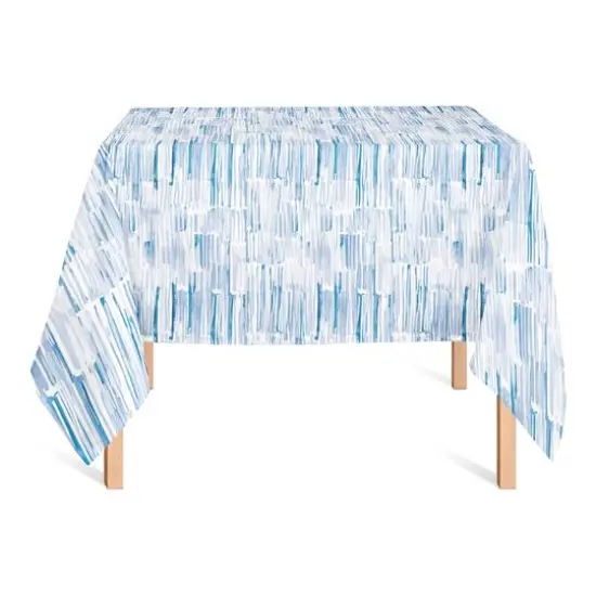 58" Blue Watercolor Hatch Pattern Tablecloth {1}