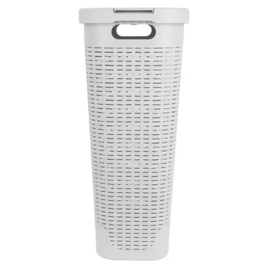 Mind Reader 23.5'' Slim Laundry Hamper with Cutout Handles White {6}