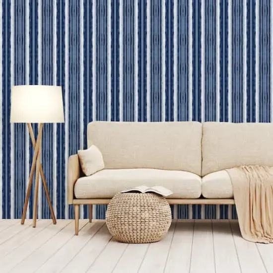 Simplify Blue Watercolor Striped Adhesive Wallpaper {3}
