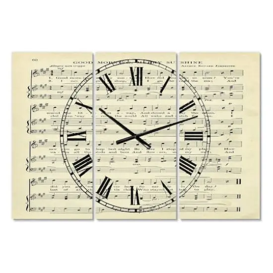 Designart Prayer Song Oversized Cottage 3 panel Wall Clock {1}