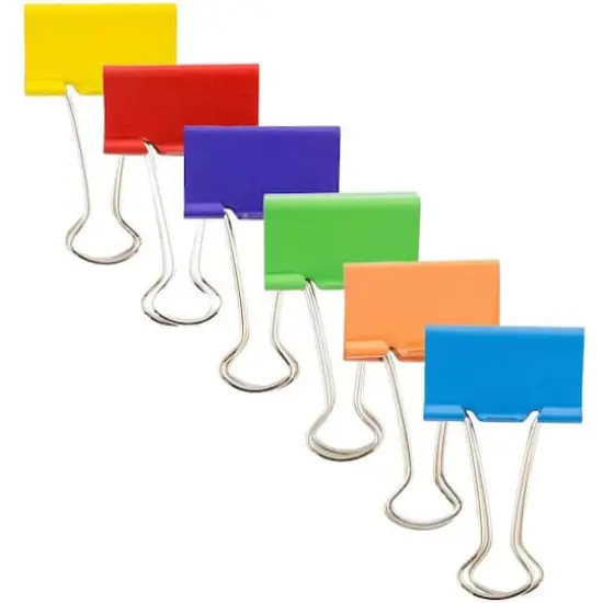 JAM Paper Medium 1.25" Colorful Binder Clips, 6 Packs of 15 {1}