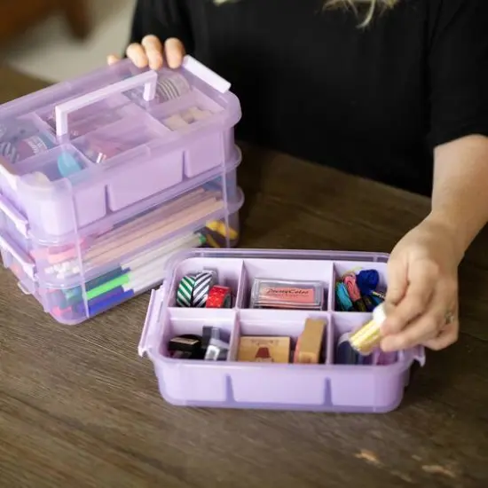Everything Mary Four Tray Plastic Storage Organizer Purple {10}