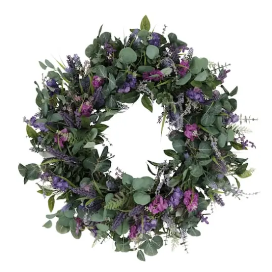 30" Lavender & Eucalyptus Floral Spring Wreath {1}