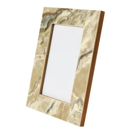 Hello Honey&reg; Marbled Cream Color Finish Resin & MDF 4" x 6" Tabletop Frame {4}