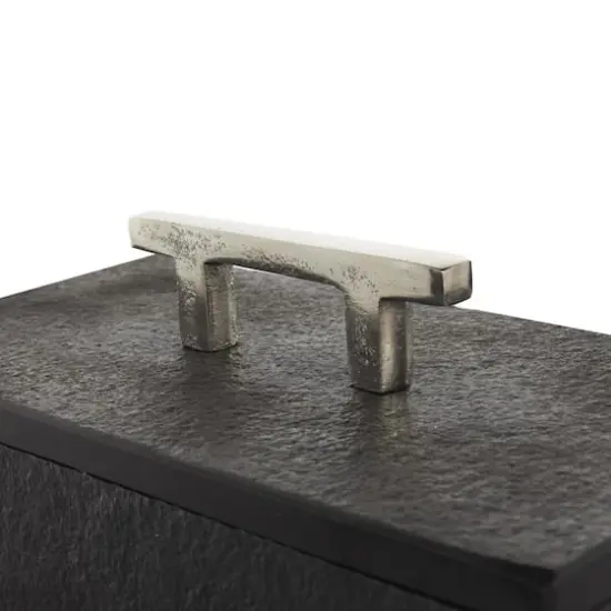 Black Marble Decorative Box with Silver Aluminum Bar Handles, 3ct. {5}