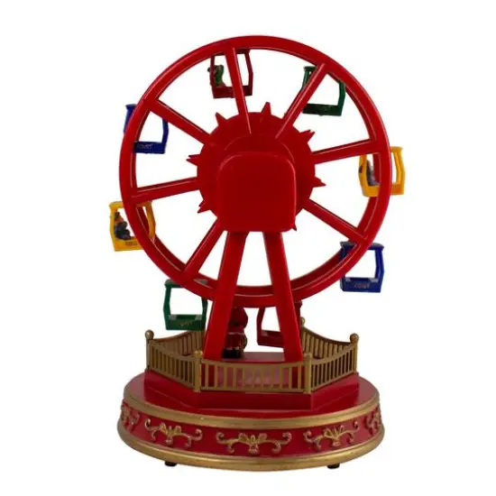 11" Red & Gold LED Musical Rotating Christmas Ferris Wheel {6}