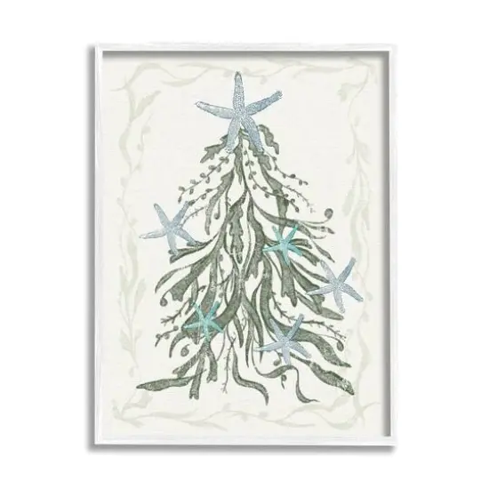 Stupell Industries Nautical Christmas Tree Sea Life Framed Giclee Art White {1}