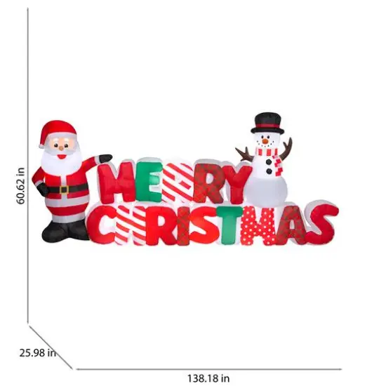 5ft. Airblown&reg; Inflatable Merry Christmas Sign with Santa & Snowman {3}