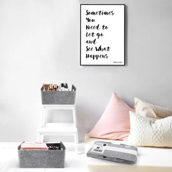 Welaxy Felt 3 Piece Collapsible Storage Bins Gray {9}