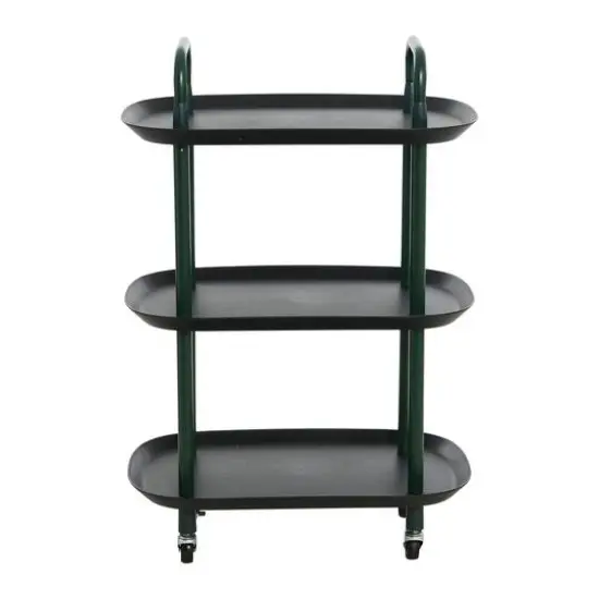 Hello Honey&reg; Main + Mesa&trade; 3-Tier Modern Plastic and Metal Trolley Black and Dark Green {7}