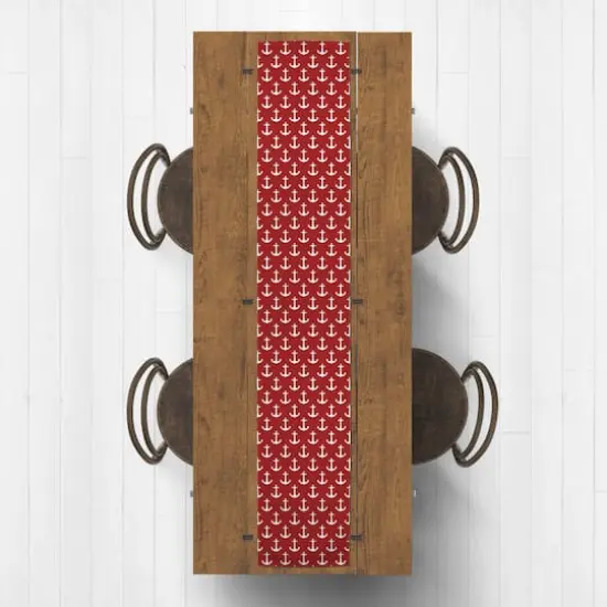 Anchors Indoor/Outdoor Table Runner White on Red {3}