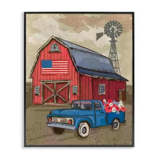 Stupell Industries Vintage Americana Barn Framed Giclee Art Black {1}