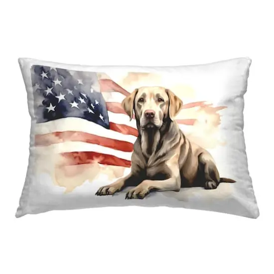 Stupell Industries Patriotic Dog with Flag Decorative Printed Throw Pillow {1}