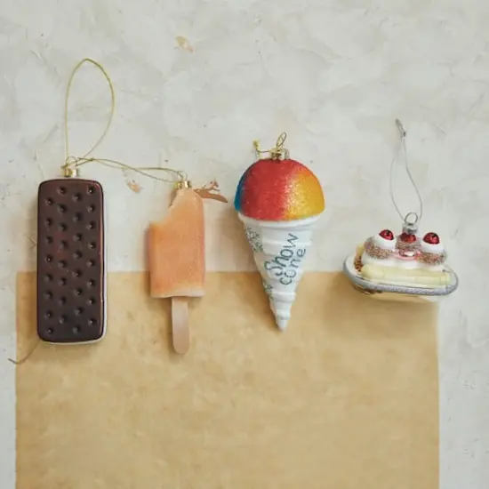 Hello Honey® 5.5" Brown & White Glass Ice Cream Sandwich Ornament with Glitter {3}