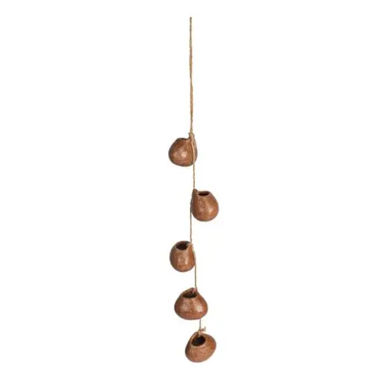 Hello Honey&reg; 21.5" Brown Stoneware Hanging Vases on Jute Rope with Reactive Glaze {1}