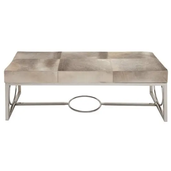 Silver Stainless Steel Contemporary Bench, 17' x 48" x 18" {1}
