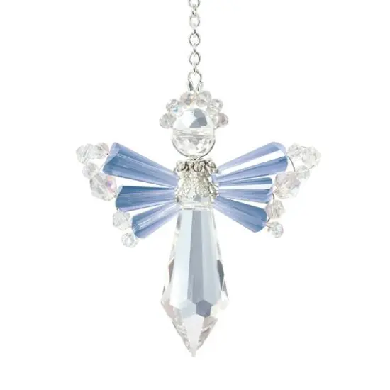 Solid Oak March/Aquamarine Birthstone Angel Crystal Suncatcher Ornament Kit {3}