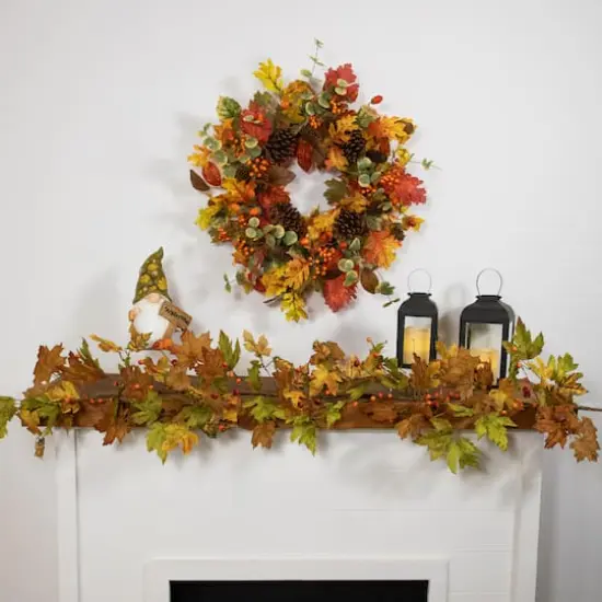 26" Berries, Leaves & Pinecones Fall Harvest Wreath {3}