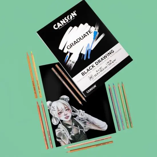 Canson&reg; Graduate Foldover Black Drawing Pad, 9" x 12" {7}