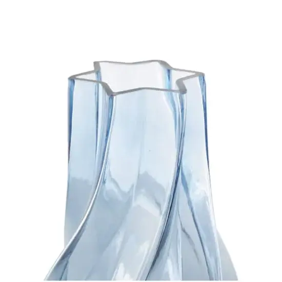 Blue Wavy Ombre Glass Vase Set {6}