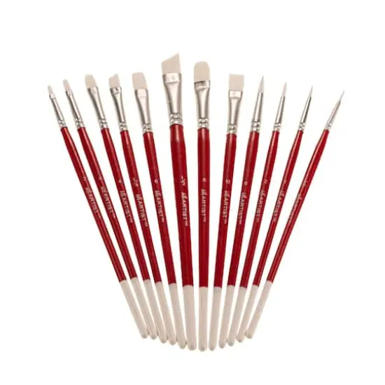 Hello, Artist! Short Handle White Taklon 12 Piece Brush Set {16}