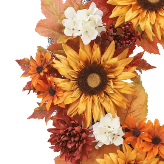 22" Orange Sunflower & Mum Wreath by Ashland&reg; {3}
