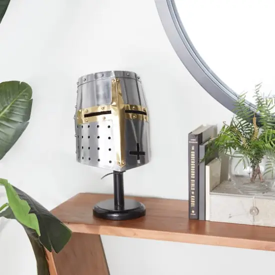 Silver Iron Vintage Helmet, 17" x 10" x 10" {9}