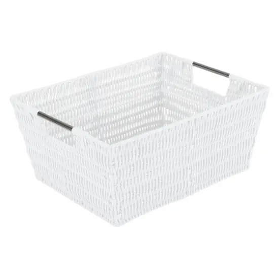 Simplify 3-Piece Rattan Tote Basket Set White {8}