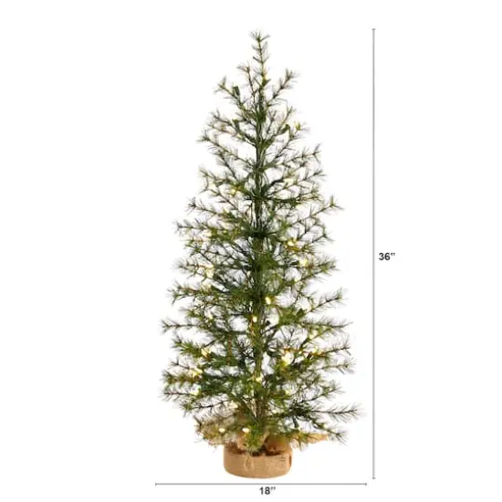 3ft. Pre-Lit Artificial Christmas Tree in Burlap Base, Clear LED Lights {3}