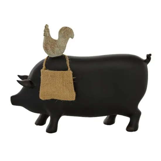 14" Black Farmhouse Pig Chalkboard Tabletop Sign {5}