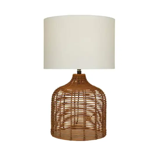 Brown Polyester Natural Table Lamp, 25" x 15" x 15" {1}