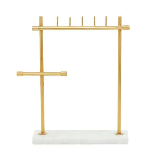 Gold Marble Modern Jewelry Stand, 13" x 12" x 4" {4}