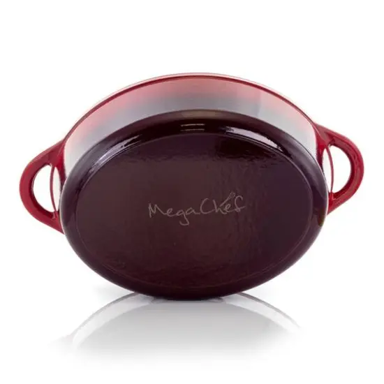 MegaChef 7qt. Red Oval Enameled Cast Iron Casserole {6}