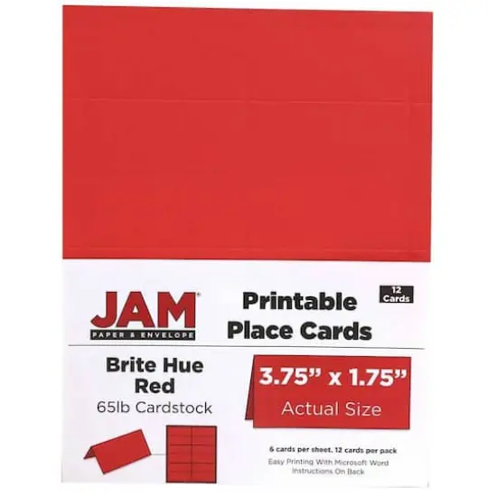 JAM Paper Printable Place Cards, 12ct. Bright Hue Red {5}