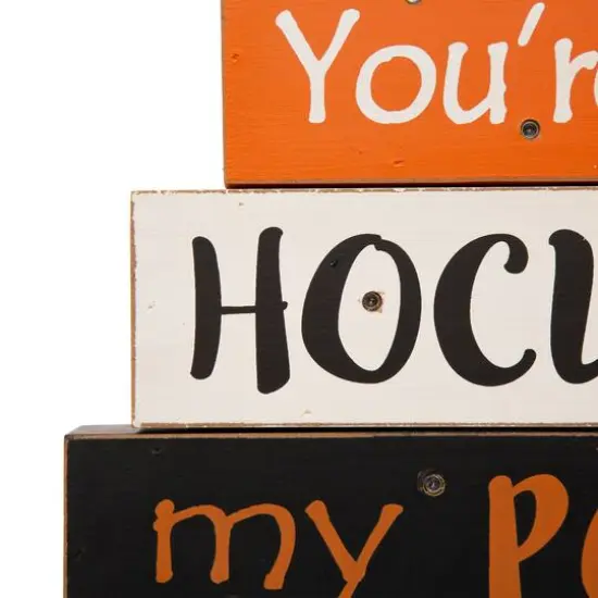 Glitzhome&reg; 12" Halloween Wooden Lighted Word Block Table D&eacute;cor {5}