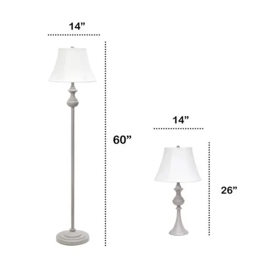 Lalia Home Gray Traditional Table and floor Lamp Set {4}
