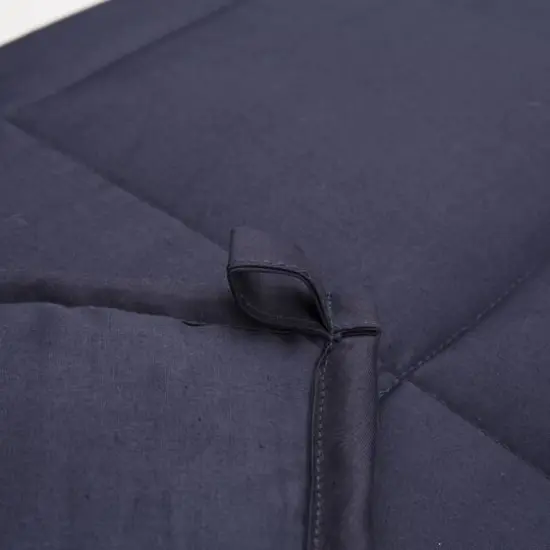 Glitzhome&reg; Navy Blue Cotton Shell Quilted Weighted Blanket with Polyester Filling {6}