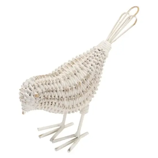 Faux Wicker Bird Figurines Set {4}