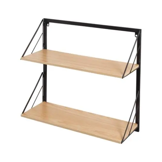 Honey Can Do Maple Modern 2 Tier Wall Mounted Shelf {3}