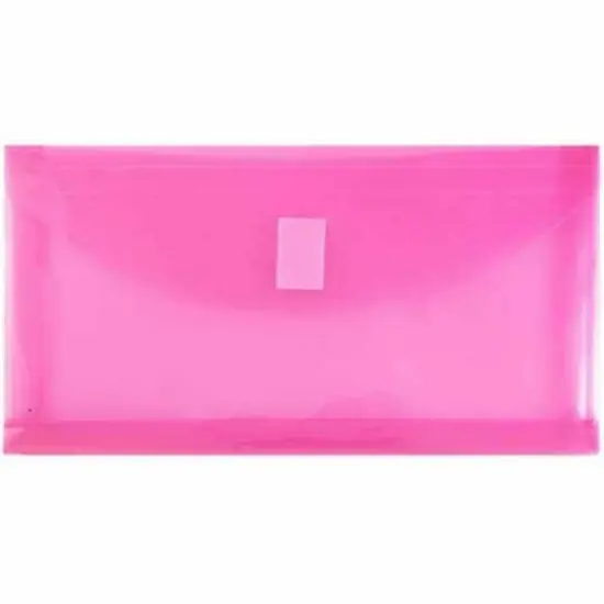 JAM Paper 5.25" x 10" Plastic #10 Hook & Loop Envelopes with 1" Expansion, 24ct. Fuchsia Pink {1}