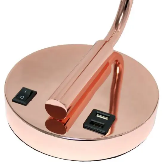 Lalia Home Iron Desk Lamp with USB Port and Glass Shade Rose Gold {10}