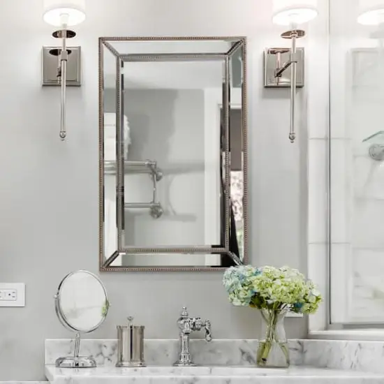 Head West 30" Silver Metro Beaded Glass Framed Vanity Mirror {3}