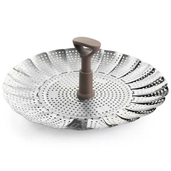 Martha Stewart Stainless Steel Folding Steamer Insert with Taupe Handle {3}