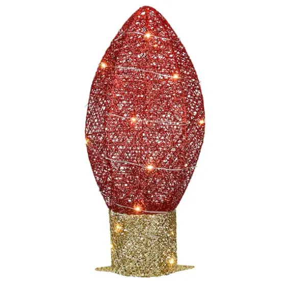 20" Pre-Lit LED Red Christmas Light Bulb Decoration {1}