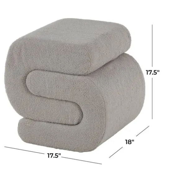 19" S-Shaped Room Ottoman with Connected Arches Gray {8}