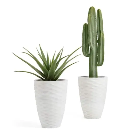 Glitzhome® 19" Eco-Friendly Oversized Tall Round Diamond Planters, 2ct. Porcelain {3}