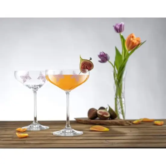 JoyJolt&reg; 14oz. Meadow Butterfly Crystal Martini Glass Set, 2ct. {3}