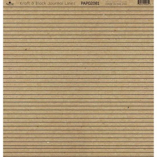 Paper Caf&eacute; Kraft & Black Journal Lines 12" x 12" Cardstock, 15 Sheets {1}