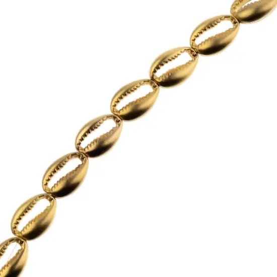 John Bead Matte Gold Metal Cowrie Beads, 16mm {1}