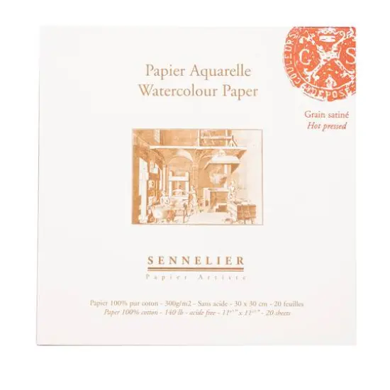Sennelier White 12" x 12" Hot-Press Watercolor Paper, 20 Sheets {1}